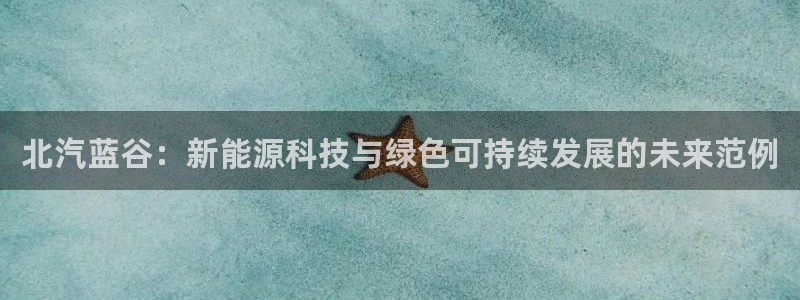 新宝GG类别78778:北汽蓝谷:新能源科技与绿色可持续发展